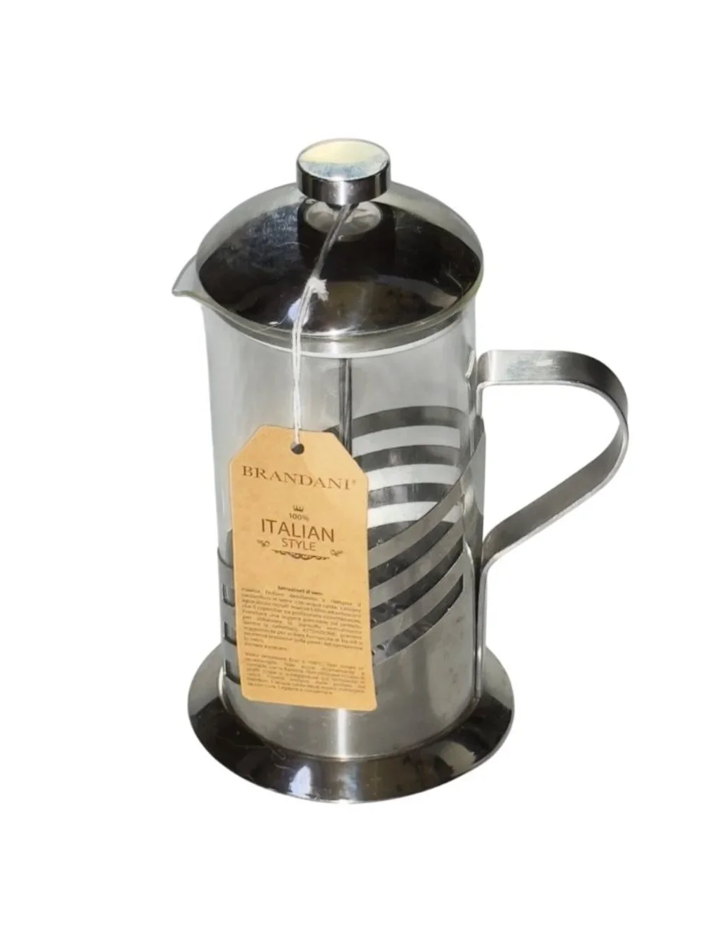 Brandani Italian Style Stainless Steel & Glass French Press Coffee Maker
